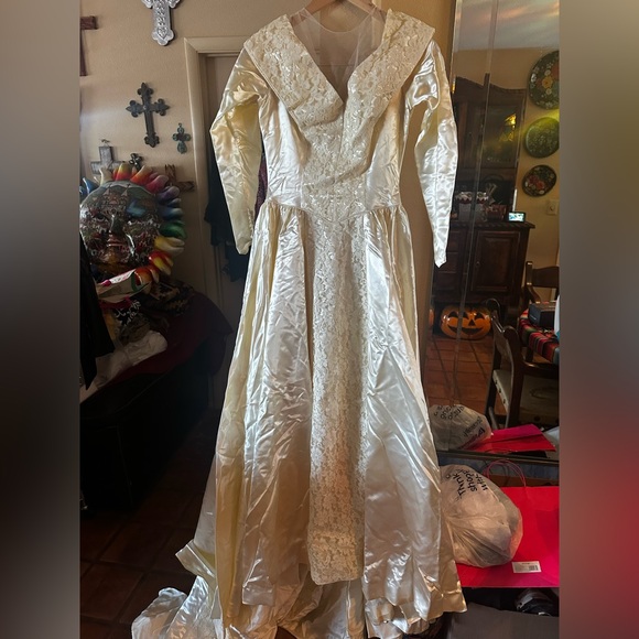 Dresses & Skirts - Satin & Lace Vintage Wedding Gown